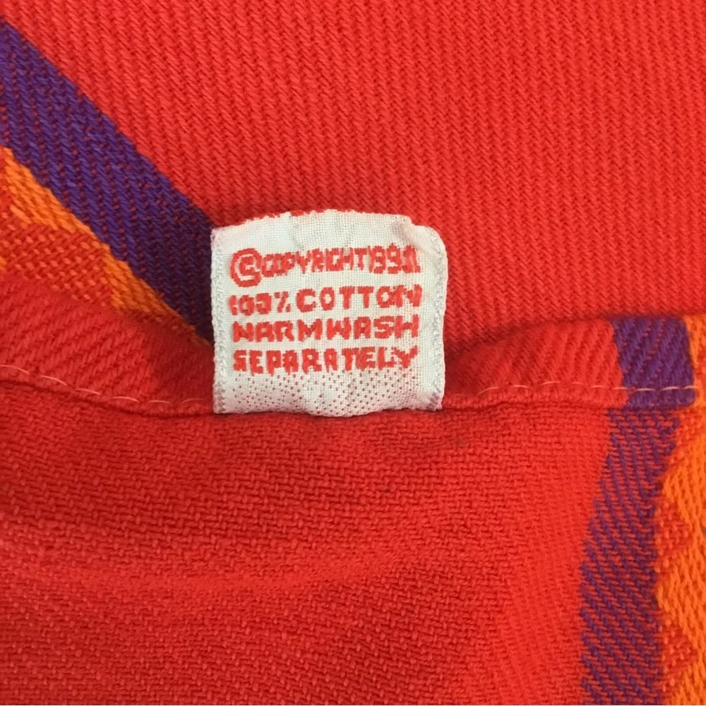 TAG Textiles Tablecloth 68 x 101” Red Orange Purple India Cotton Woven Trade VTG